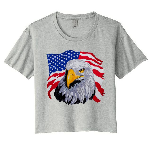 Patriotic Eagle USA American Flag Crop Top