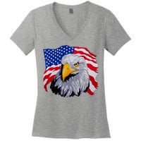 Patriotic Eagle USA American Flag Women's V-Neck T-Shirt