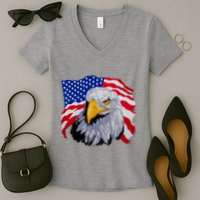 Patriotic Eagle USA American Flag Women's V-Neck T-Shirt