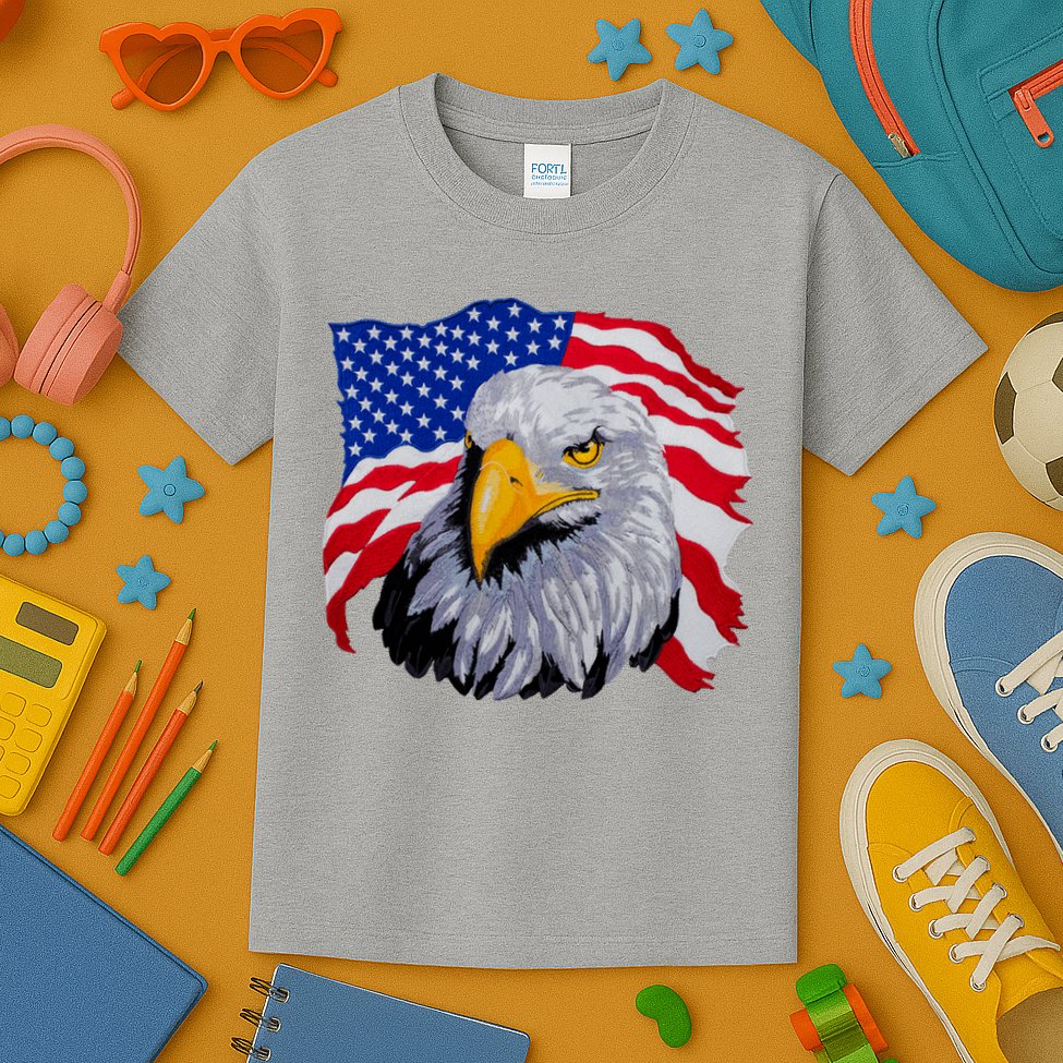 Patriotic Eagle USA American Flag Kids T-Shirt