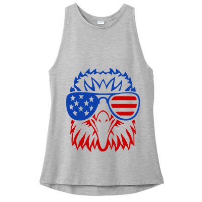 Patriotic Eagle USA American Flag Ladies PosiCharge Tri-Blend Wicking Tank