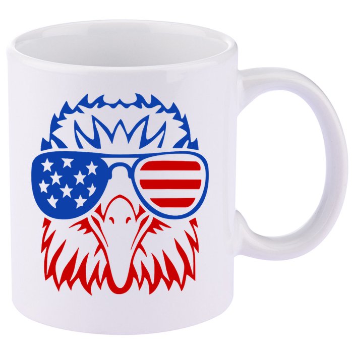 Patriotic Eagle USA American Flag 11oz C Handle Ceramic Mug