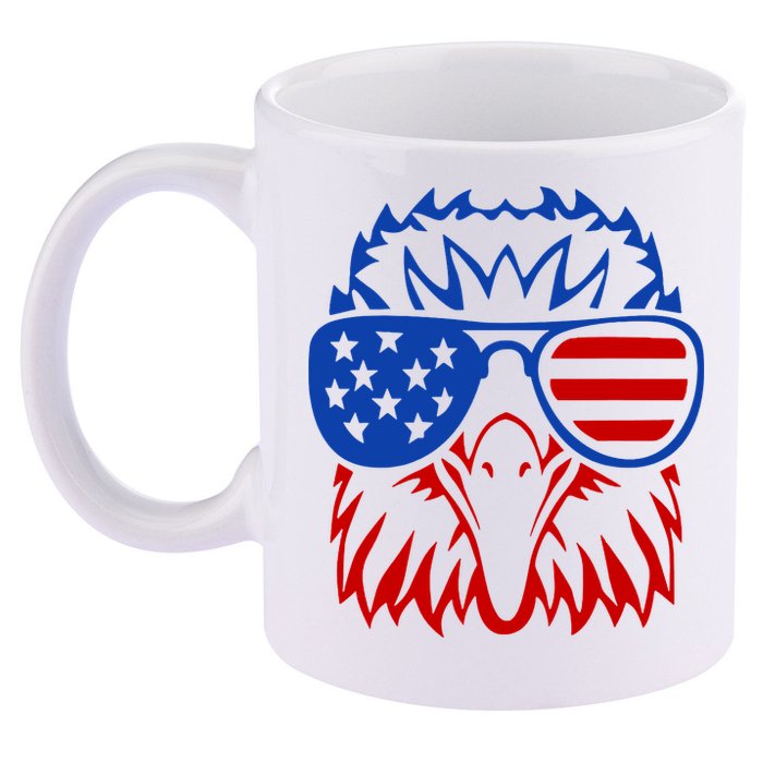 Patriotic Eagle USA American Flag 11oz C Handle Ceramic Mug