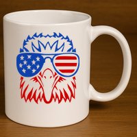 Patriotic Eagle USA American Flag 11oz C Handle Ceramic Mug