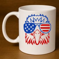 Patriotic Eagle USA American Flag 11oz C Handle Ceramic Mug