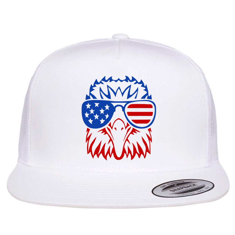Patriotic Eagle USA American Flag Flat Bill Trucker Hat