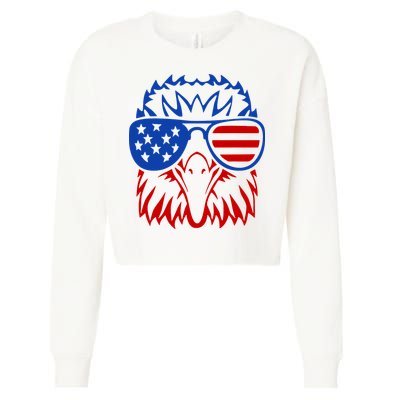 Patriotic Eagle USA American Flag Cropped Pullover Crew