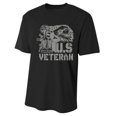 Patriotic Eagle USA American Flag Proud Veteran Performance Sprint T-Shirt