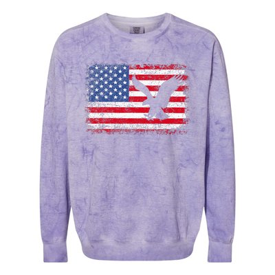 Patriotic Eagle Usa American Flag Colorblast Crewneck Sweatshirt