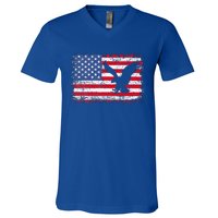 Patriotic Eagle Usa American Flag V-Neck T-Shirt