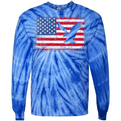 Patriotic Eagle Usa American Flag Tie-Dye Long Sleeve Shirt