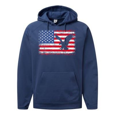 Patriotic Eagle Usa American Flag Performance Fleece Hoodie