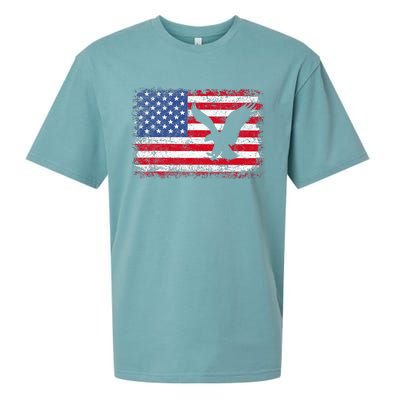 Patriotic Eagle Usa American Flag Sueded Cloud Jersey T-Shirt