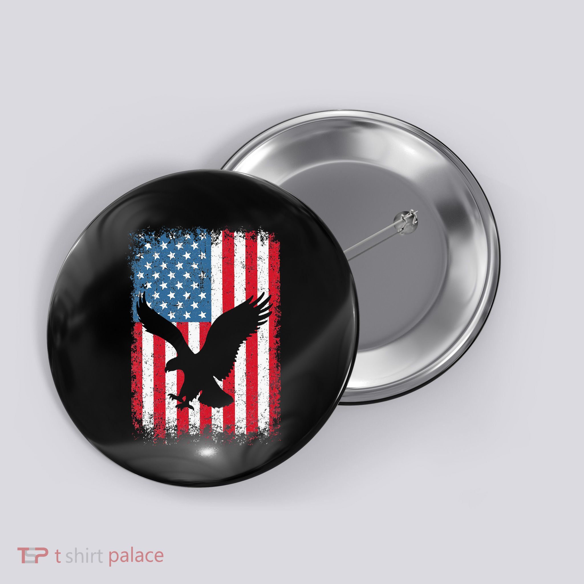 Patriotic Eagle Usa American Flag Button