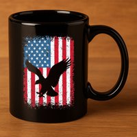 Patriotic Eagle Usa American Flag 11oz C Handle Ceramic Mug