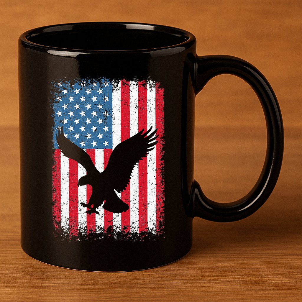 Patriotic Eagle Usa American Flag 11oz C Handle Ceramic Mug