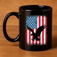 Patriotic Eagle Usa American Flag 11oz C Handle Ceramic Mug