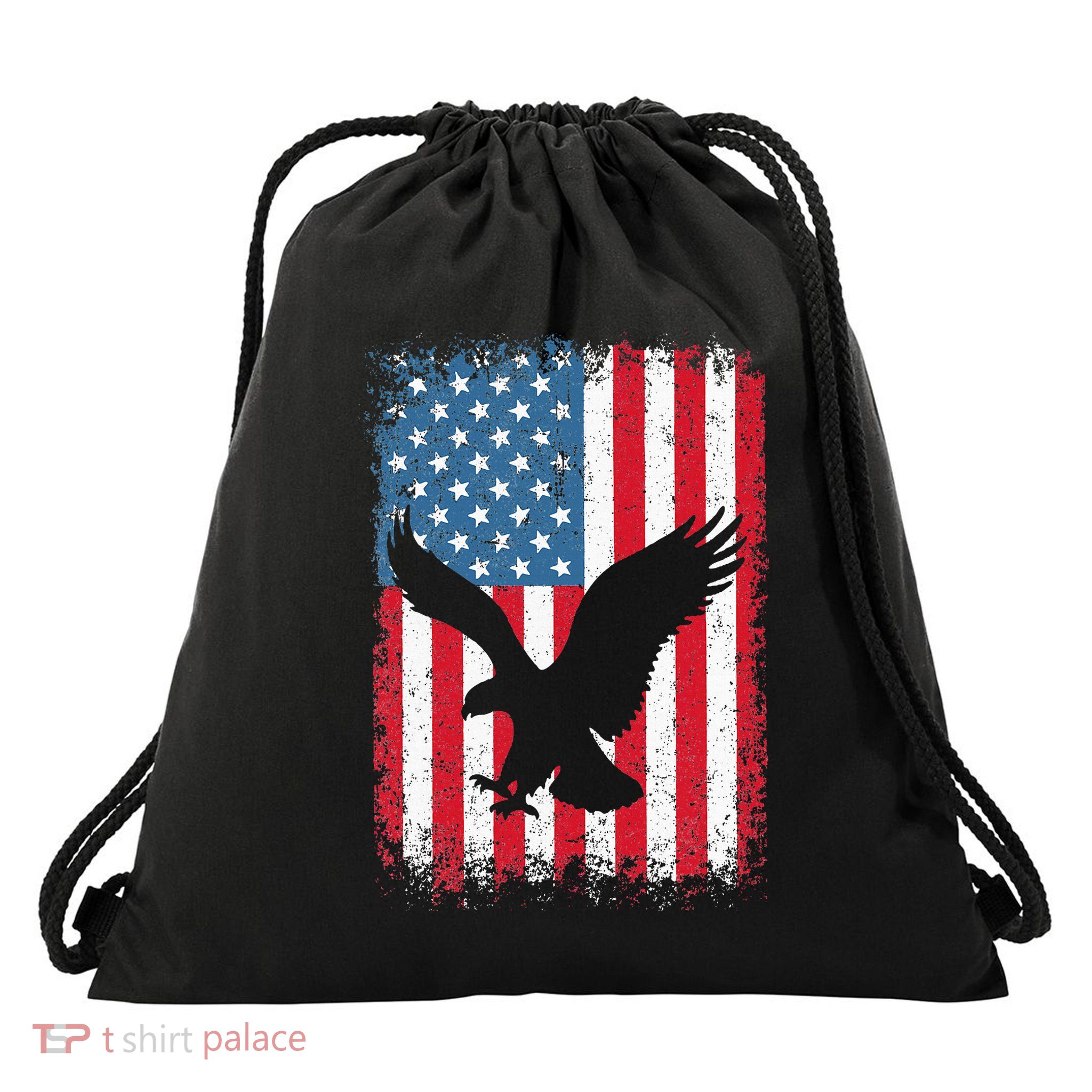 Patriotic Eagle Usa American Flag Drawstring Bag