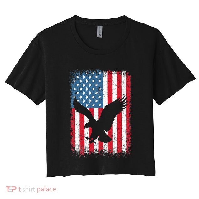 Patriotic Eagle Usa American Flag Crop Top