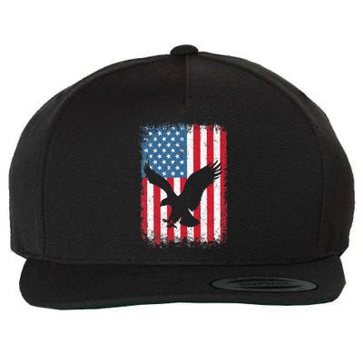 Patriotic Eagle Usa American Flag Wool Snapback Cap