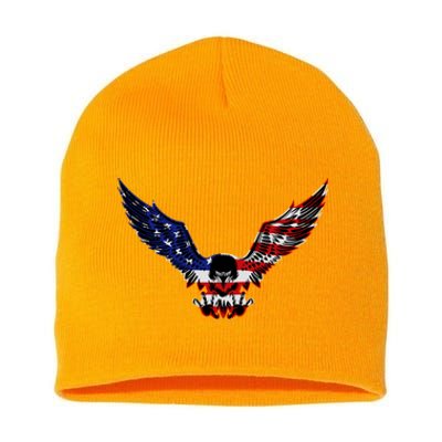 Patriotic Eagle Us Flag 4th Of July Tee Independence Gift Short Acrylic Beanie