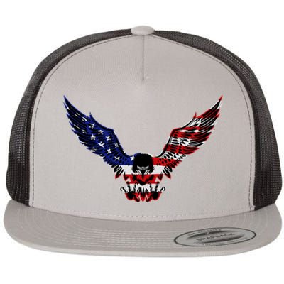 Patriotic Eagle Us Flag 4th Of July Tee Independence Gift Flat Bill Trucker Hat