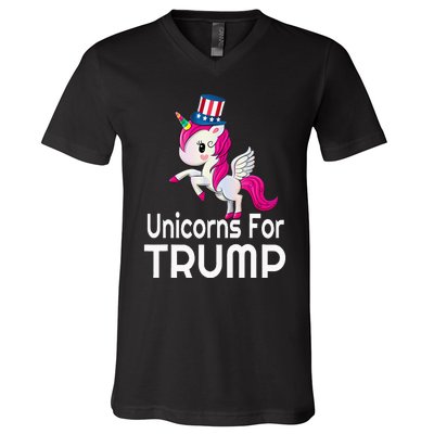 Presidential Election Vote Trump Patriotic Unicorn Supporter V-Neck T-Shirt