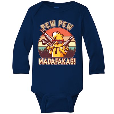 Pew Pew Madafakas Chick Chicken Baby Long Sleeve Bodysuit