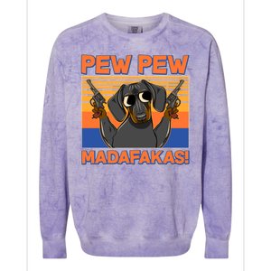 Pew Pew Madafakas Dachshund Dog Colorblast Crewneck Sweatshirt