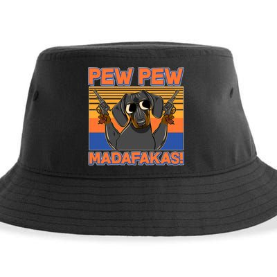 Pew Pew Madafakas Dachshund Dog Sustainable Bucket Hat