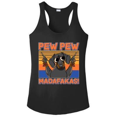 Pew Pew Madafakas Dachshund Dog Ladies PosiCharge Competitor Racerback Tank