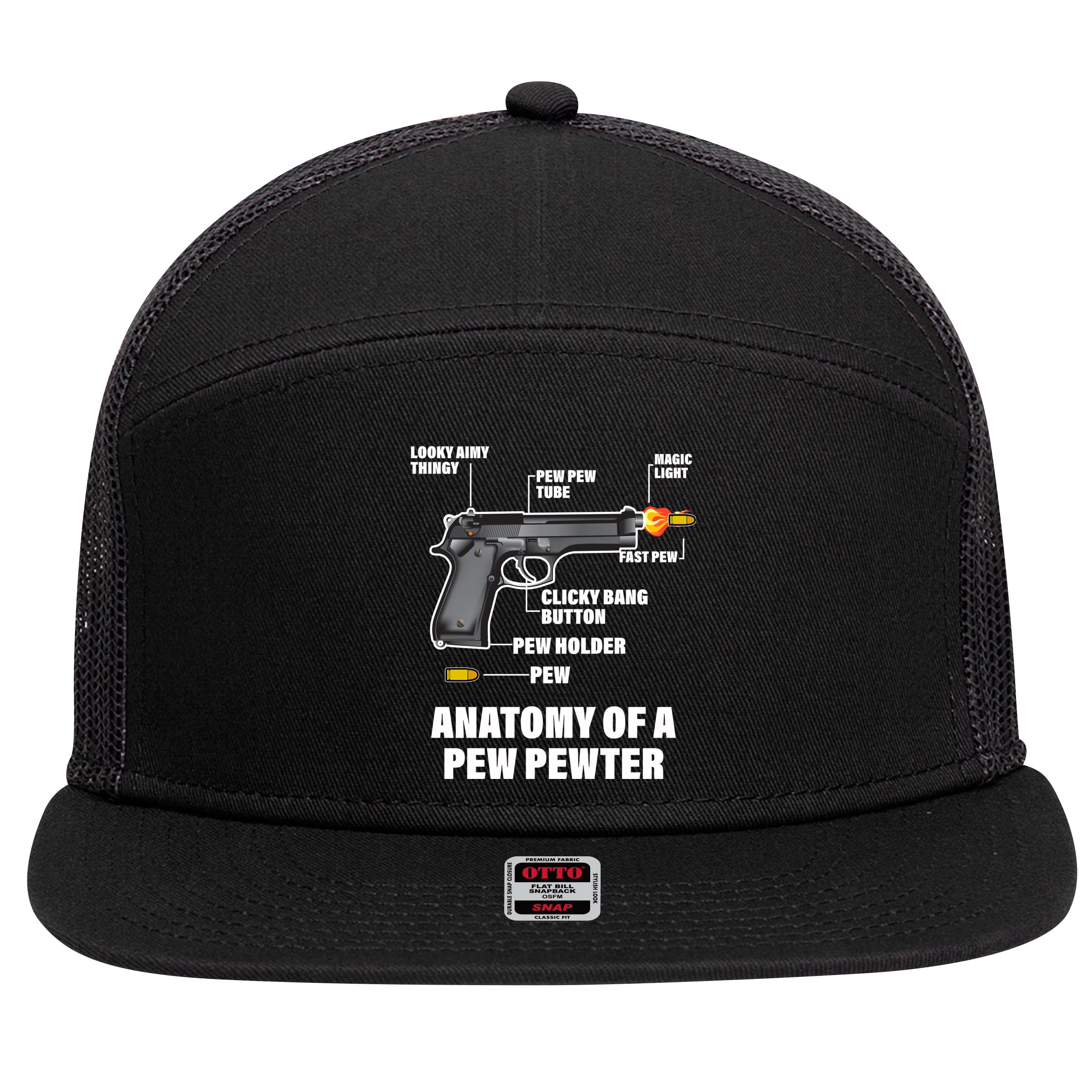 Pew Pewer Anatomy 7 Panel Mesh Trucker Snapback Hat