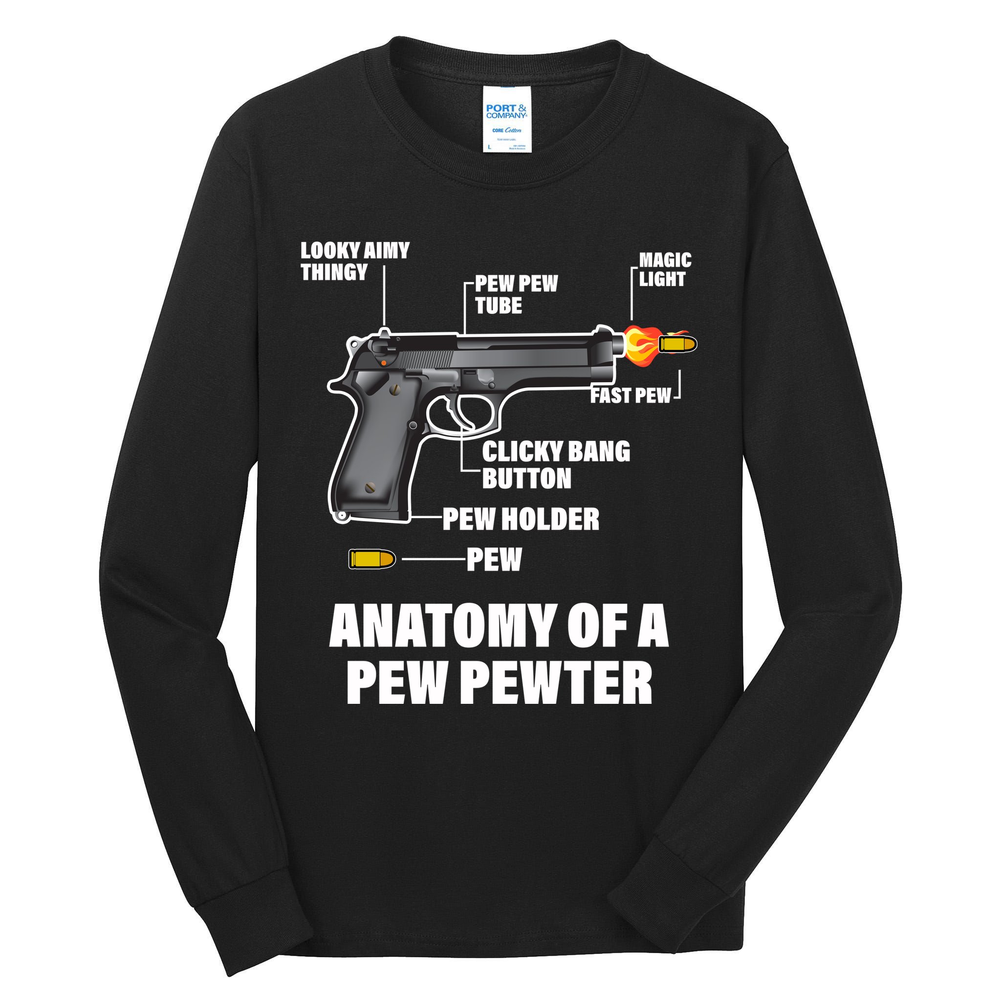 Pew Pewer Anatomy Tall Long Sleeve T-Shirt