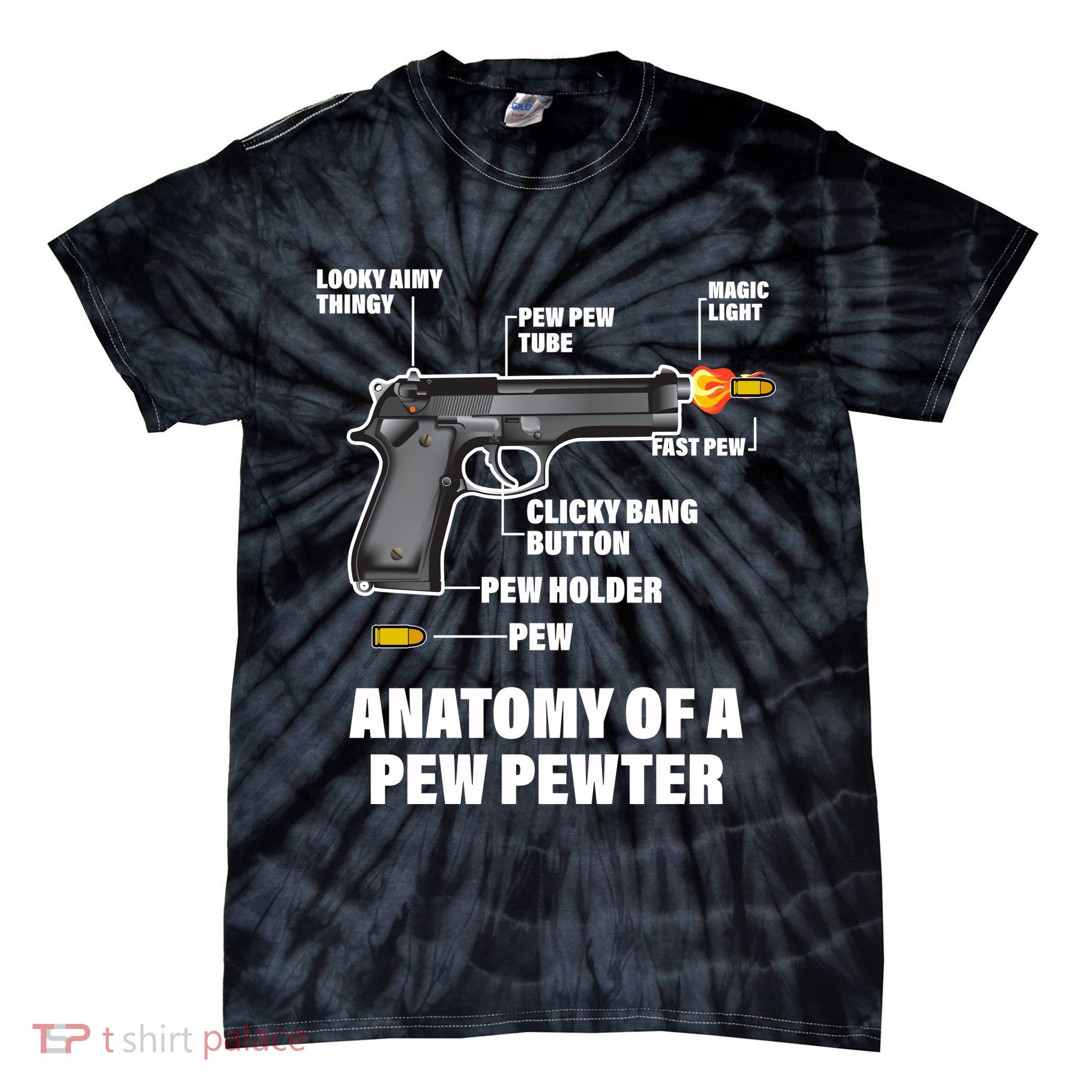Pew Pewer Anatomy Tie-Dye T-Shirt