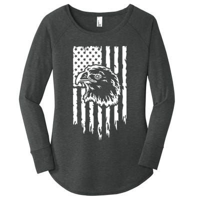 Patriotic Eagle With Us Flag  Usa Women's Perfect Tri Tunic Long Sleeve Shirt