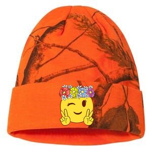 Peace Emoticon Winking Flower Crown Kati Licensed 12" Camo Beanie