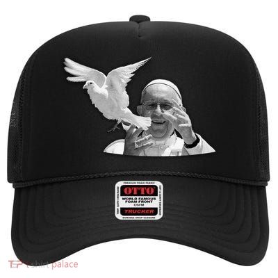 Pope Francis 1936-2025 Memorial Dove High Crown Mesh Back Trucker Hat