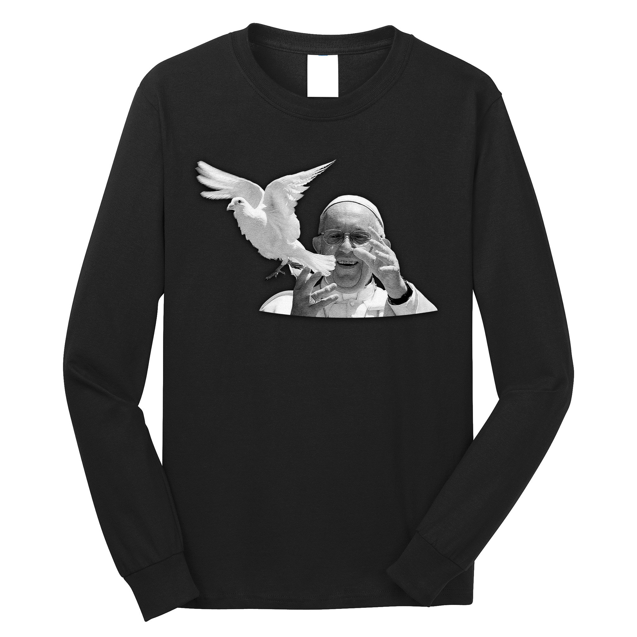 Pope Francis 1936-2025 Memorial Dove Long Sleeve Shirt