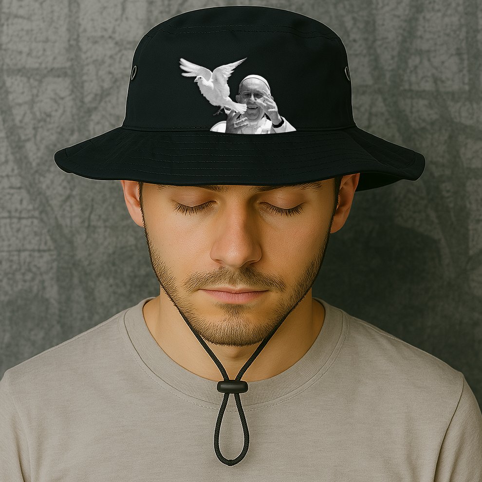 Pope Francis 1936-2025 Memorial Dove Bucket Hat
