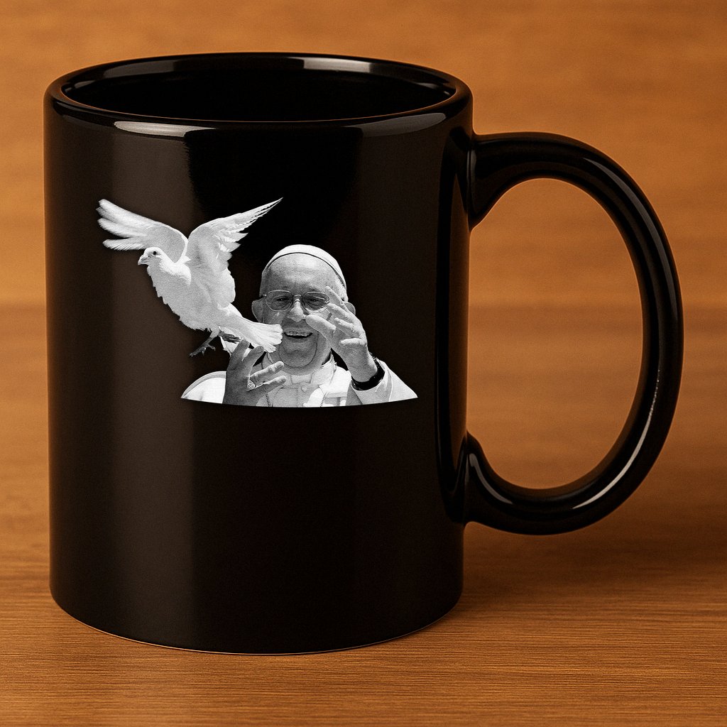 Pope Francis 1936-2025 Memorial Dove 11oz C Handle Ceramic Mug