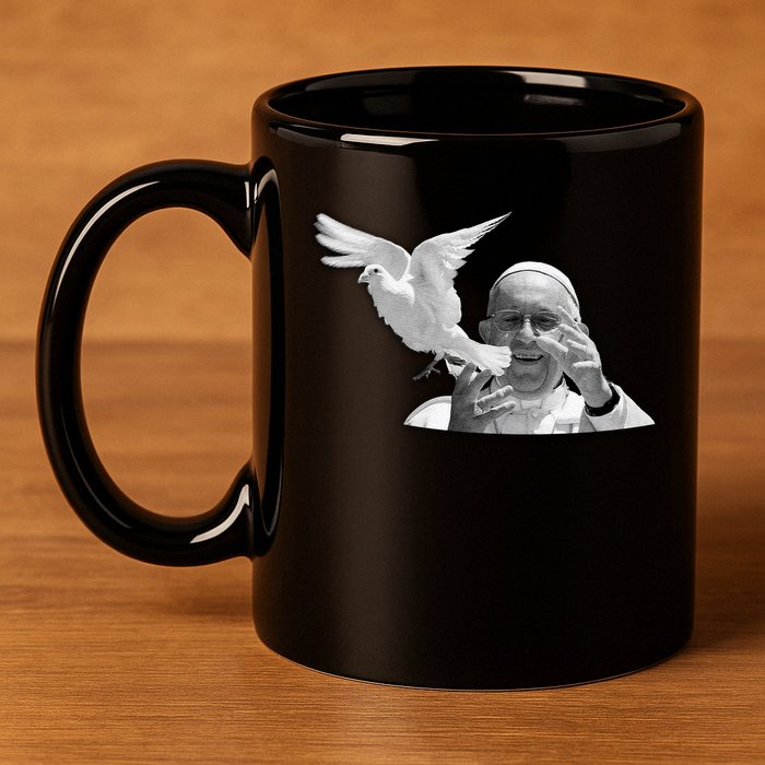 Pope Francis 1936-2025 Memorial Dove 11oz C Handle Ceramic Mug