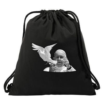 Pope Francis 1936-2025 Memorial Dove Drawstring Bag