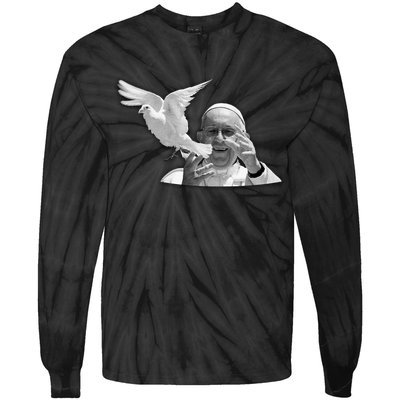 Pope Francis 1936-2025 Memorial Dove Tie-Dye Long Sleeve Shirt