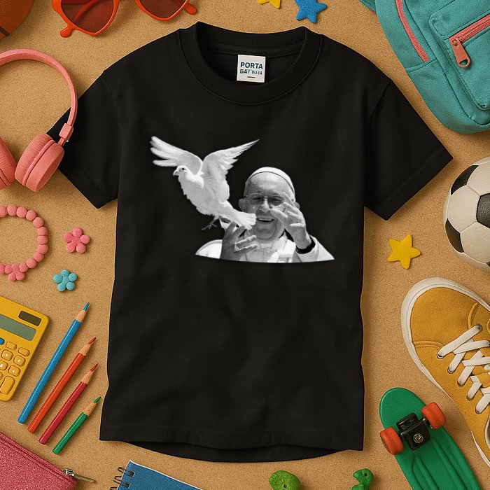 Pope Francis 1936-2025 Memorial Dove Kids T-Shirt