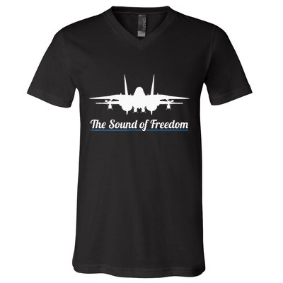 Patriotic F 14 Tomcat Fighter Jet Noise Sound Of Freedom V-Neck T-Shirt