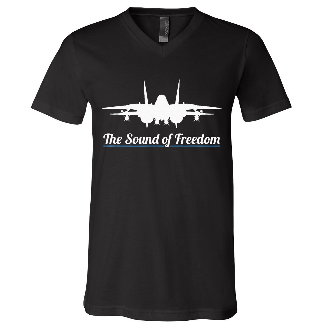 Patriotic F 14 Tomcat Fighter Jet Noise Sound Of Freedom V-Neck T-Shirt