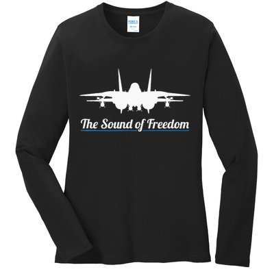 Patriotic F 14 Tomcat Fighter Jet Noise Sound Of Freedom Ladies Long Sleeve Shirt