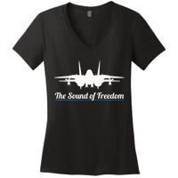 Patriotic F 14 Tomcat Fighter Jet Noise Sound Of Freedom Women's V-Neck T-Shirt