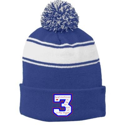 Pray For 3 Love For 3 Trending Tee Stripe Pom Pom Beanie