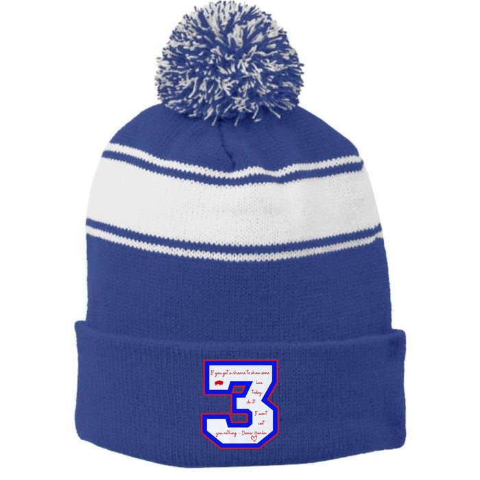 Pray For 3 Love For 3 Trending Tee Stripe Pom Pom Beanie